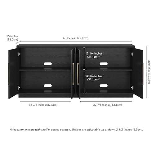 Henn&Hart 68" Modern Sideboard Buffet Cabinet, Natural Black, view 3