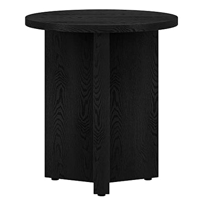 20" Wide Round Side Table in Black Grain, for Home, Living Room, Bedroom, Entertainment or Office