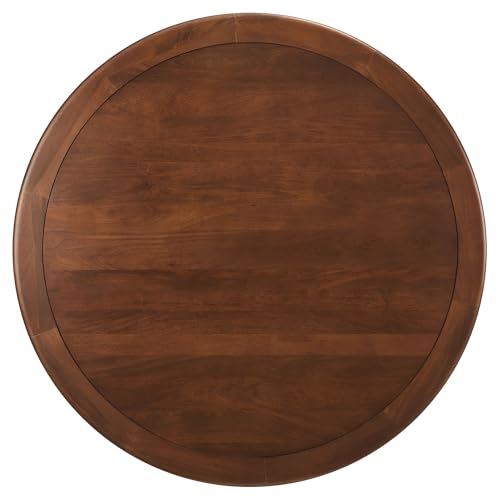 Lippa Pedestal 60Inch Round Dining Table Solid Wood Black Walnut Finish Modern Kitchen Room Entertaining Home Furniture Quality Stylish Elegant Durable Refined