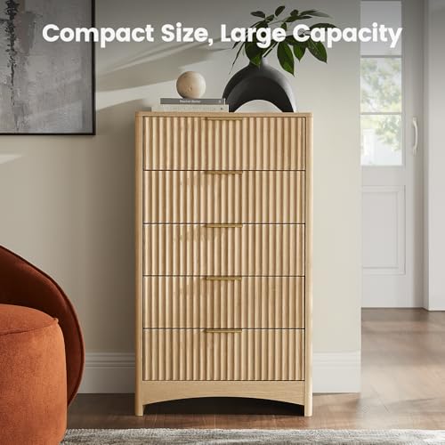 Modern Fluted Oak Dresser with Rounded Corners and Slides, view 5