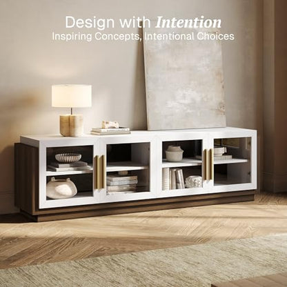 Brixston 70 in TV Stand & Entertainment Center-White, view 5