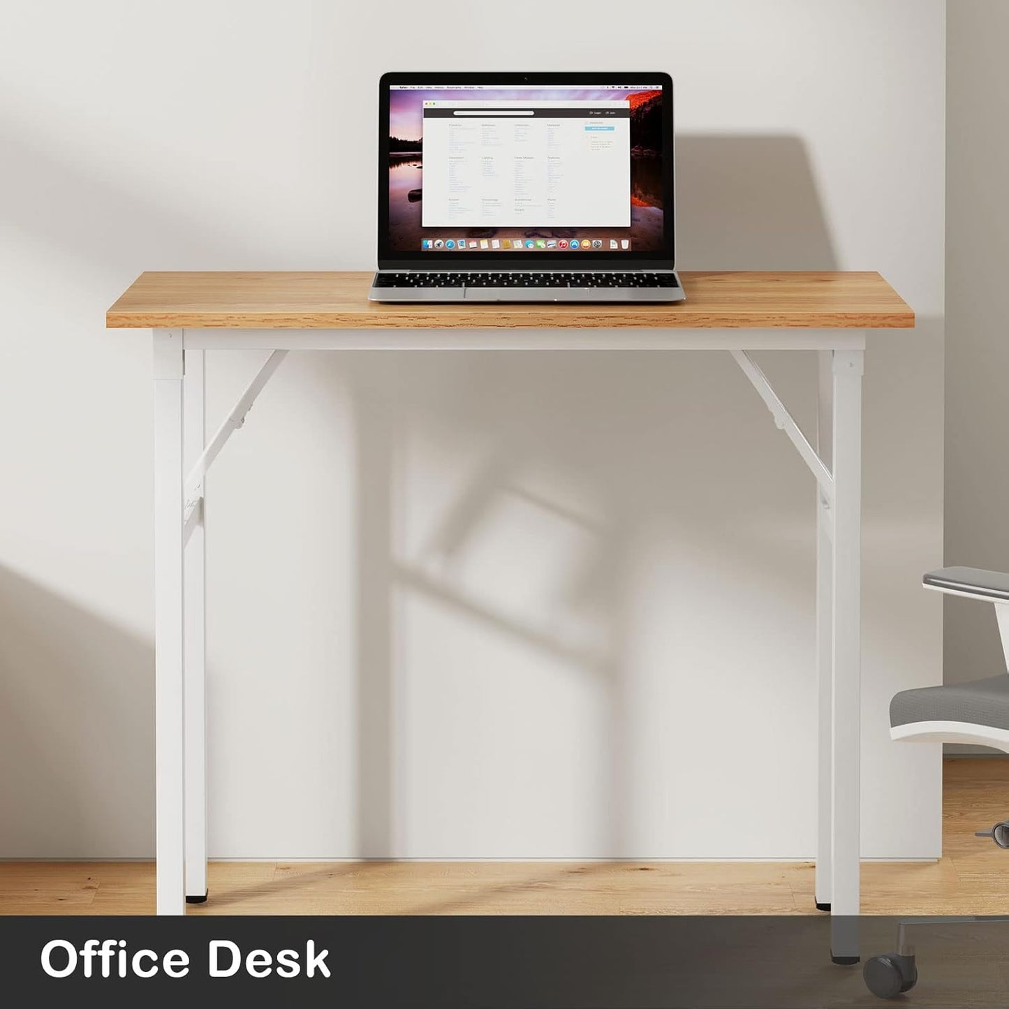Small Desk 31 1/2" No Assembly Foldable Writing Table,Sturdy and Heavy Duty Folding Computer Desks for Small Space/Home Office/Dormitory AC5BW(80 * 40)