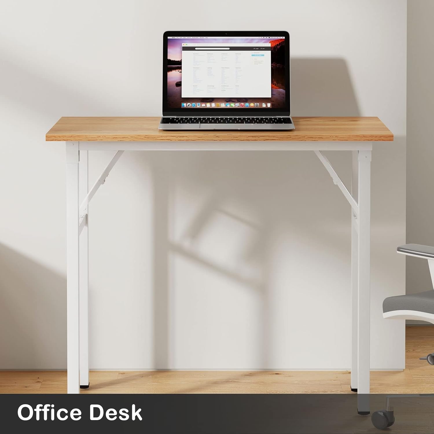 Small Desk 31 1/2" No Assembly Foldable Writing Table,Sturdy and Heavy Duty Folding Computer Desks for Small Space/Home Office/Dormitory AC5BW(80 * 40)
