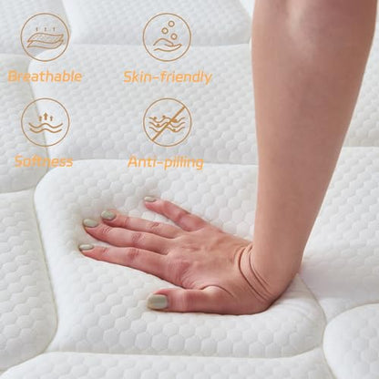 Queen Mattress, 10 Inch Queen Size Mattress in a Box, Memory Foam Hybrid Mattresses with Individual Pocket Spring for Motion Isolation & Silent Sleep, Pressure Relief, Medium Firm