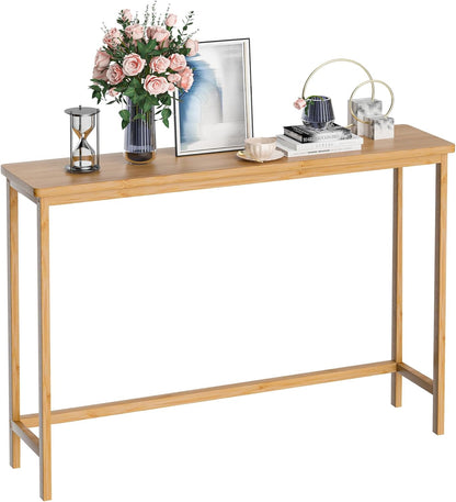 Console Table, Entryway Table, Narrow Sofa Table, 39" Bamboo Hallway Table for Entryway, Living Room, Bedroom, Foyer, Natural