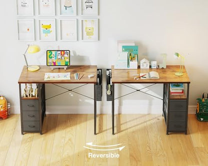 32 Inch Small Computer Desk with Fabric Drawers, Vintage, view 7