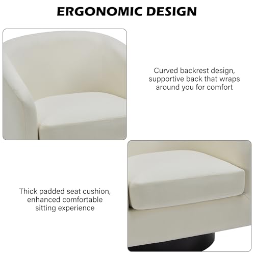 Swivel Barrel Accent Chair, Modern Round Chenille Fabric Arm Chair for Living Room, Bedroom, Comfy Club Reading Chairs for Adults