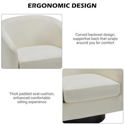 Swivel Barrel Accent Chair, Modern Round Chenille Fabric Arm Chair for Living Room, Bedroom, Comfy Club Reading Chairs for Adults