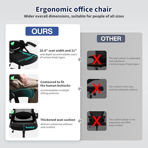 Ergonomic Office Chair Desk Chair with Adjustable Lumbar Support, view 7
