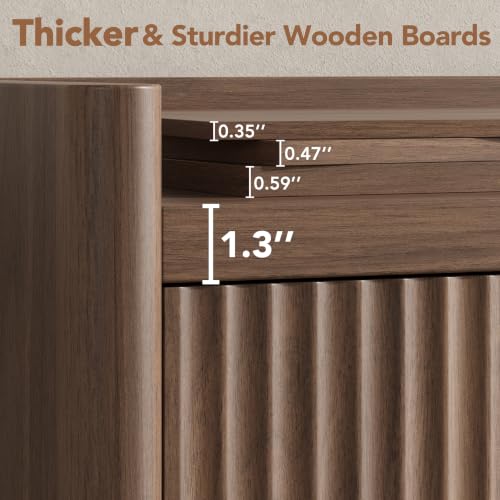6 Drawer Dresser for Bedroom, Fluted Dressers with Rounded Edge & Raised Lip Top, view 5
