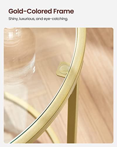 Round Side Table, Glass End Table with Metal Frame, view 7