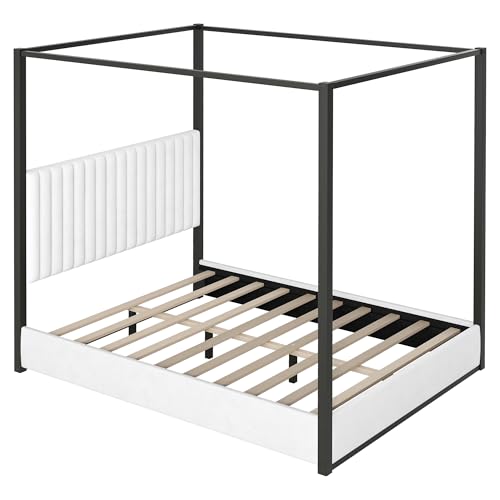 LUMISOL Queen Size Upholstered Canopy Bed, view 6