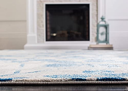 SAFAVIEH Evoke Collection Area Rug - 9' x 12', Grey & Light Blue, Floral Design, Non-Shedding & Easy Care, Ideal for High Traffic Areas in Living Room, Bedroom (EVK236J)