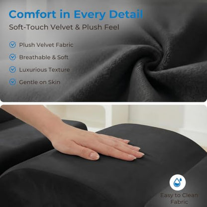 Velvet Yoga Chaise Lounge Chair Indoor with Side Pockets, Headrest, view 5