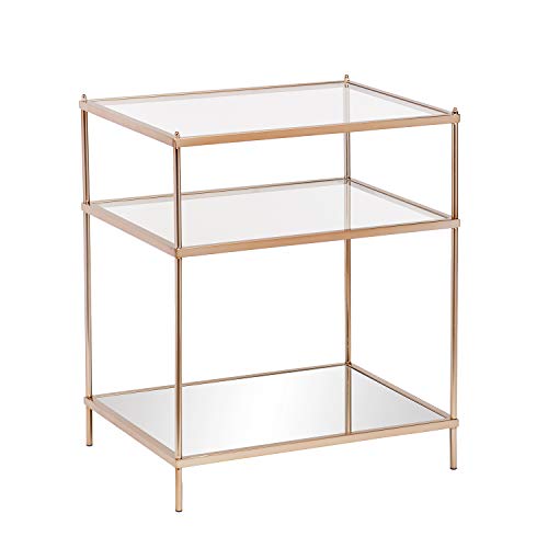 Knox Side Table - Copper - Transitional Design, Metal and Glass - Ideal for Living Room, Bedroom (OC2204)