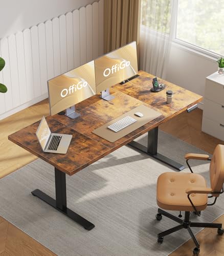 71" Executive Electric Standing Desk Height Adjustable, Rustic Brown, view 3