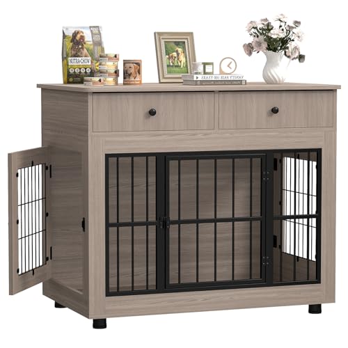 Dog Crate Furniture-Farmhouse Dog Kennel with Drawers, 40 Inch, view 2