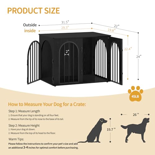 31.5'' Dog Crate Furniture,Dog Kennel Indoor for Small/Medium Dogs, view 3