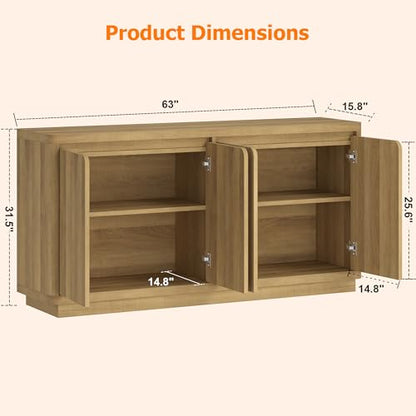 63" Buffet Cabinet with Storage & Power Outlet, view 3