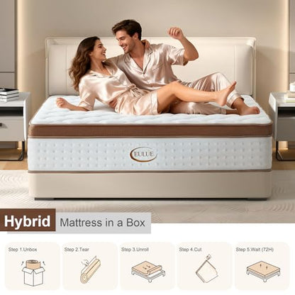 Queen Size Mattress 12 Inch, Hybrid Mattresses in a Box, Medium Firm Individual Pocket Springs Fiberglass Free Breathable and Stress-Relieving CertiPUR-US 80" x 60"