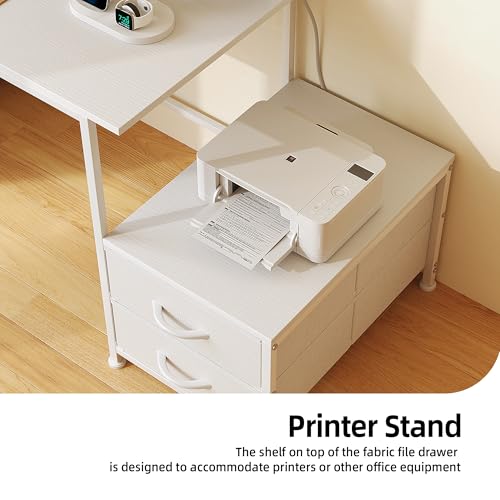 52 Inch Office Desk with 6 Drawers and Printer Space for Storage, view 5