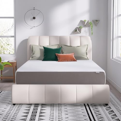 Memory Foam Mattress, Soft Plush Feel, Breathable, 12 Inch, Queen, White/Grey, view 2
