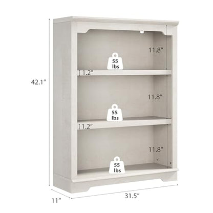 3 Tier Sturdy Bookshelf with Thick Board, 31.5" Wide Wooden Book Shelf, Freestanding Open Display Storage Bookshelves for Study Room, Home Office, Living Room
