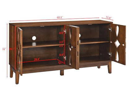 60" Mid Century Modern Sideboard Buffet,Credenzas Storage Cabinet, view 3