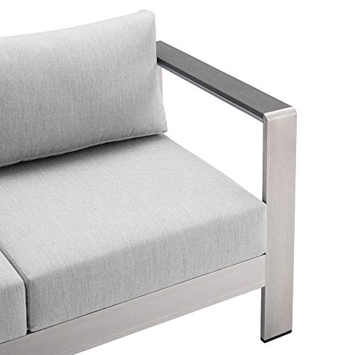 Shore Aluminum 3 Piece Outdoor Patio Furniture Set | Weatherproof | Sunbrella Cushions | Sofa, Loveseat, Coffee Table