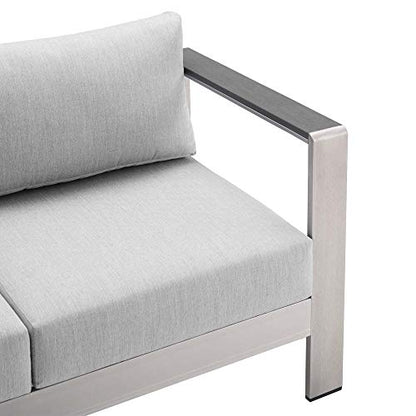Shore Aluminum 3 Piece Outdoor Patio Furniture Set | Weatherproof | Sunbrella Cushions | Sofa, Loveseat, Coffee Table