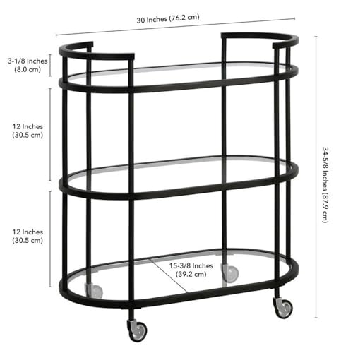 30" Wide Oval Bar Cart in Blackened Bronze, Bar Carts for the Home | Sleek rolling shelving unit that moves room to room with ease, doubling as a stylish bar cart or convenient coffee station