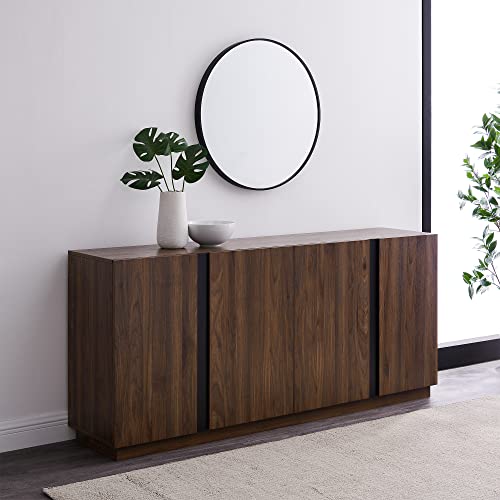 Liss Contemporary 4-Door Minimalist Sideboard 70 Inch Dark Walnut