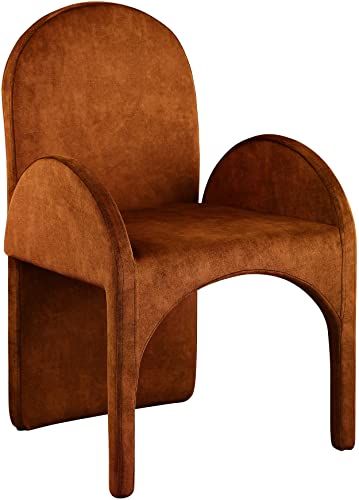 Meridian Furniture 803Cognac-AC Summer Collection Modern | Contemporary Velvet Upholstered Dining Arm Chair with Steel Frame, 22" W x 22.5" D x 35.5" H, Cognac, Set of 2