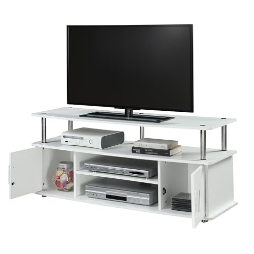 Designs2Go Monterey TV Stand 47.25" - Family Room Entertainment Center with Storage Cabinets and Shelves, Modern TV Console for Living Room, Office, White