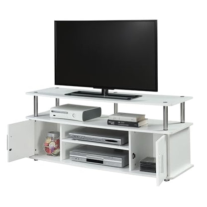 Designs2Go Monterey TV Stand 47.25" - Family Room Entertainment Center with Storage Cabinets and Shelves, Modern TV Console for Living Room, Office, White