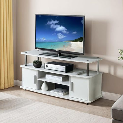 Designs2Go Monterey TV Stand 47.25" - Family Room Entertainment Center with Storage Cabinets and Shelves, Modern TV Console for Living Room, Office, White
