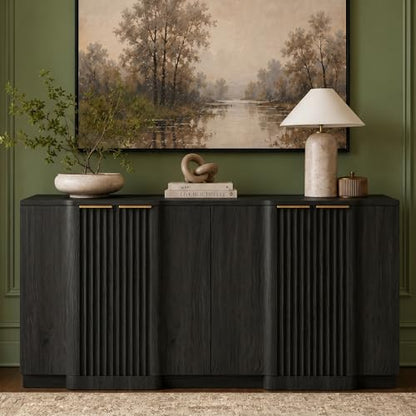 Fluted Buffet Cabinet with Storage, 55" Accent Sideboard Credenza, view 2