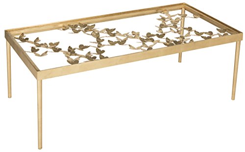 Safavieh FOX2589A Home Collection Rosalia Butterfly Coffee Table, Antique Gold