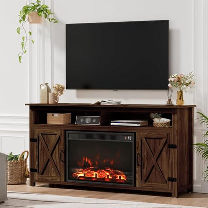 Farmhouse Fireplace TV Stand for TVs Up to 65 Inch Highboy Entertainment Center, view 5