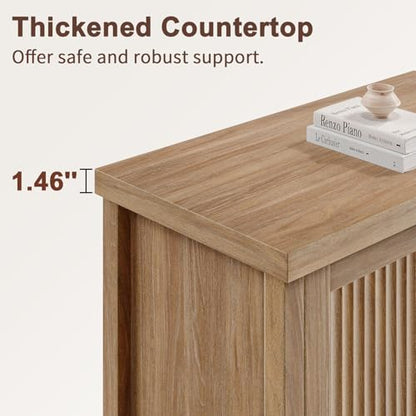 29" Fluted Sideboard Buffet Cabinet with Storage,Natural Oak, view 6