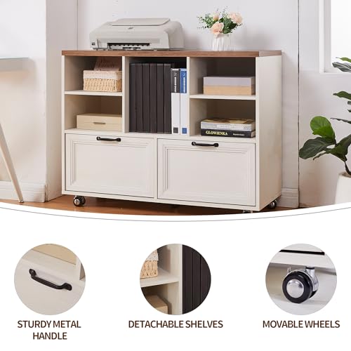 60"L-Shaped Executive Desk with 40"Adjustable File Cabinet,Farmhouse Home Office Desk with Charging Station,Office Desk with Storage Drawers,Wood Computer Desk Set for Office Work,Home Study