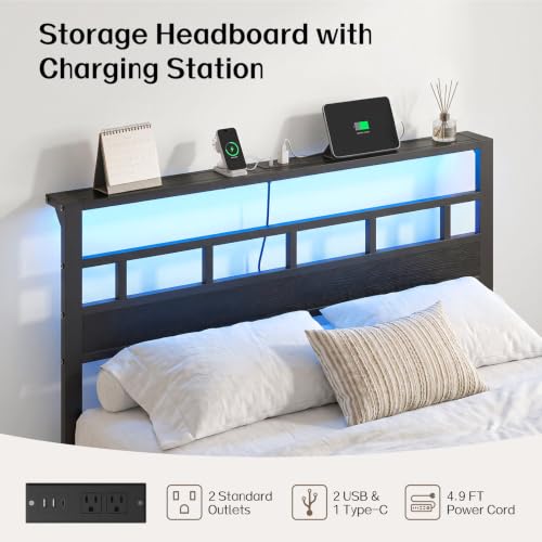 Full Size Bed Frame with 2 Storage Drawers & Headboard, view 5