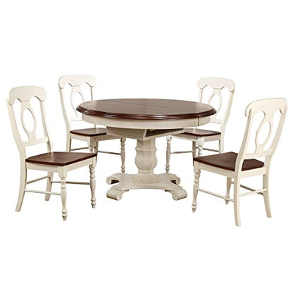 Andrews Dining Set, Medium/Two Size, Distressed Antique White/Chestnut