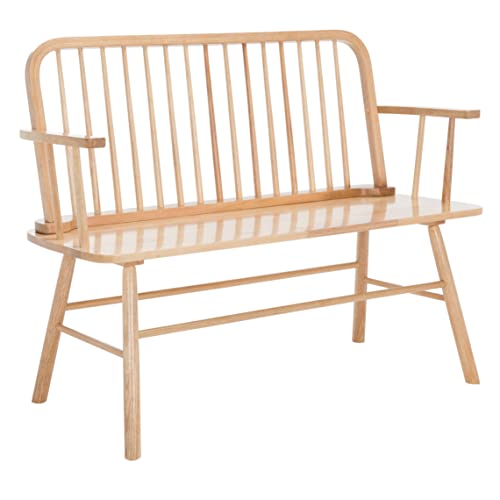 SAFAVIEH Home Collection – Lucilia Spindle Bench, Natural Solid Wood Entryway or Dining Bench, Windsor Style Seating (BCH8501A)