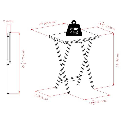 Alex Set of 2 Foldable Snack Tables, Easy to Store Small Portable Fold Up Table Set for Kitchen, Living Room TV Dining, Crafts, Puzzles, Work From Home