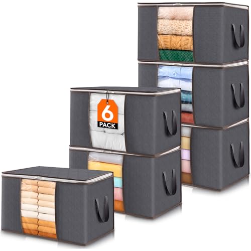 6 Pack Clothes Storage Bins with Lids, view 2