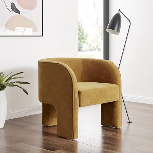 NPD Furniture Matteo Accent Armchair, Glam Modern Upholstered Lounge Chair with Arms for Living Rooms - Dainty Caramel Velvet