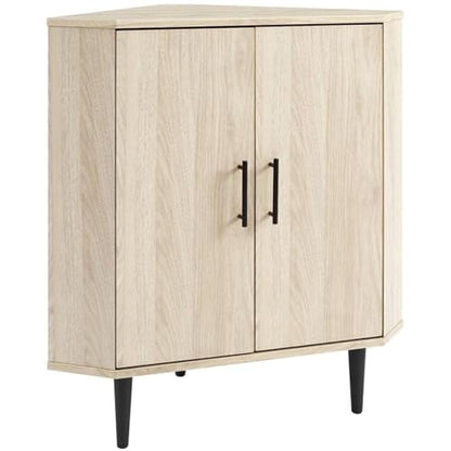 Saxon Mid-Century Modern 2-Door Corner Accent Cabinet 30 Inch Birch