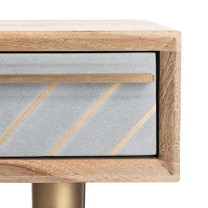 Safavieh Home Office Leni Modern Natural and Grey and Brass 1-drawer Desk