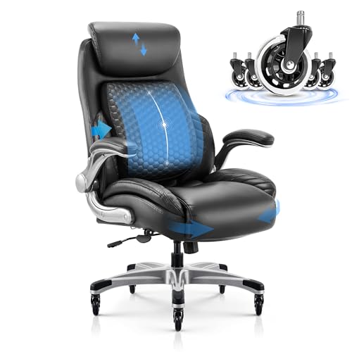 Office Ergonomic Desk High Back Executive Chair with Pop-Out Lumbar Support, view 2